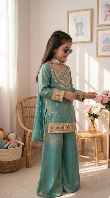 Kids Ethnic Wear Fendy Silk Blue Kids fashion wholesale market